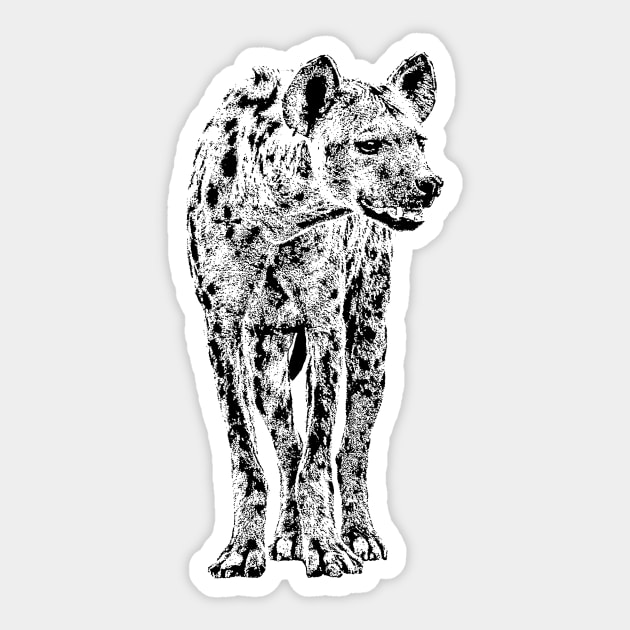 Spotted Hyena in Graphic Black and White Sticker by scotch